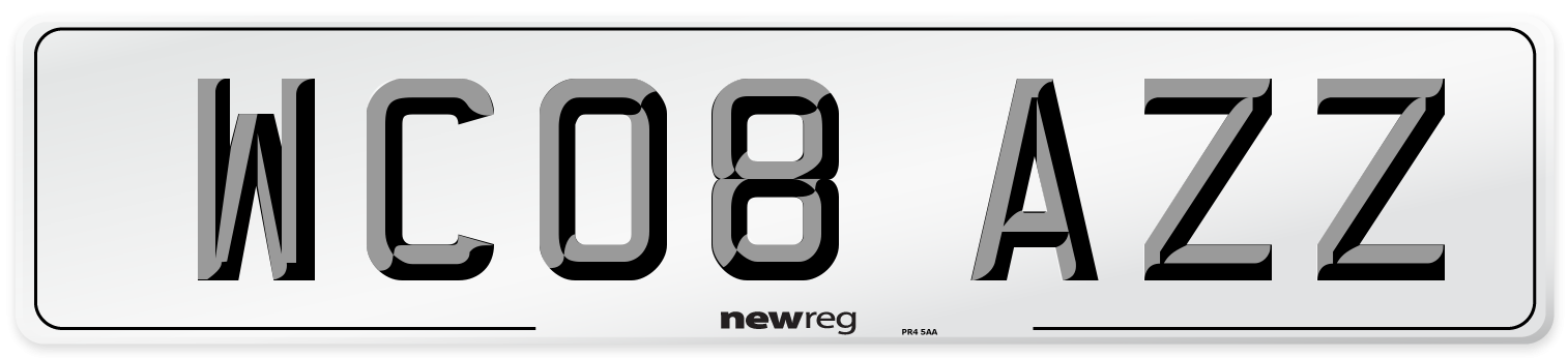 WC08 AZZ Number Plate from New Reg